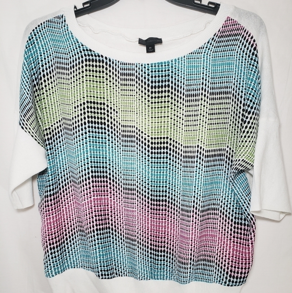 Worthington Multicolored Lightweight Short Sleeve Sweater Sz XL